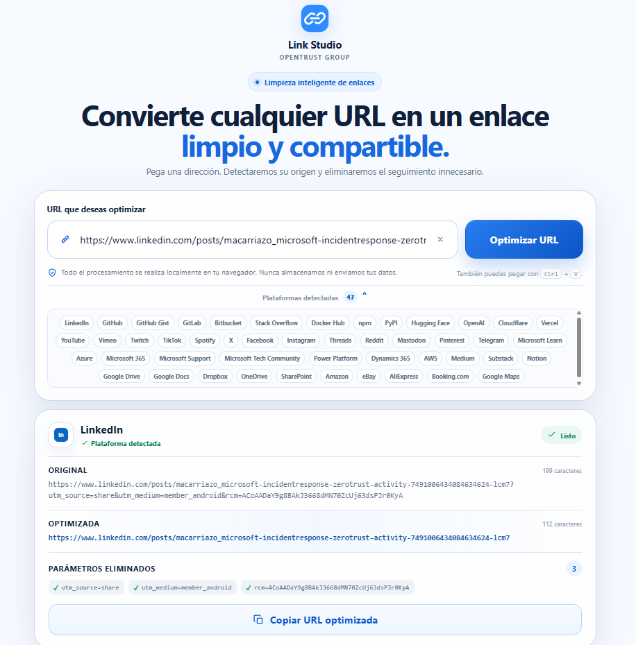 Link Studio · Aplicación