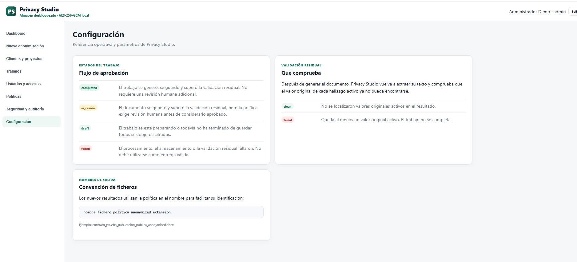 Configuración de seguridad